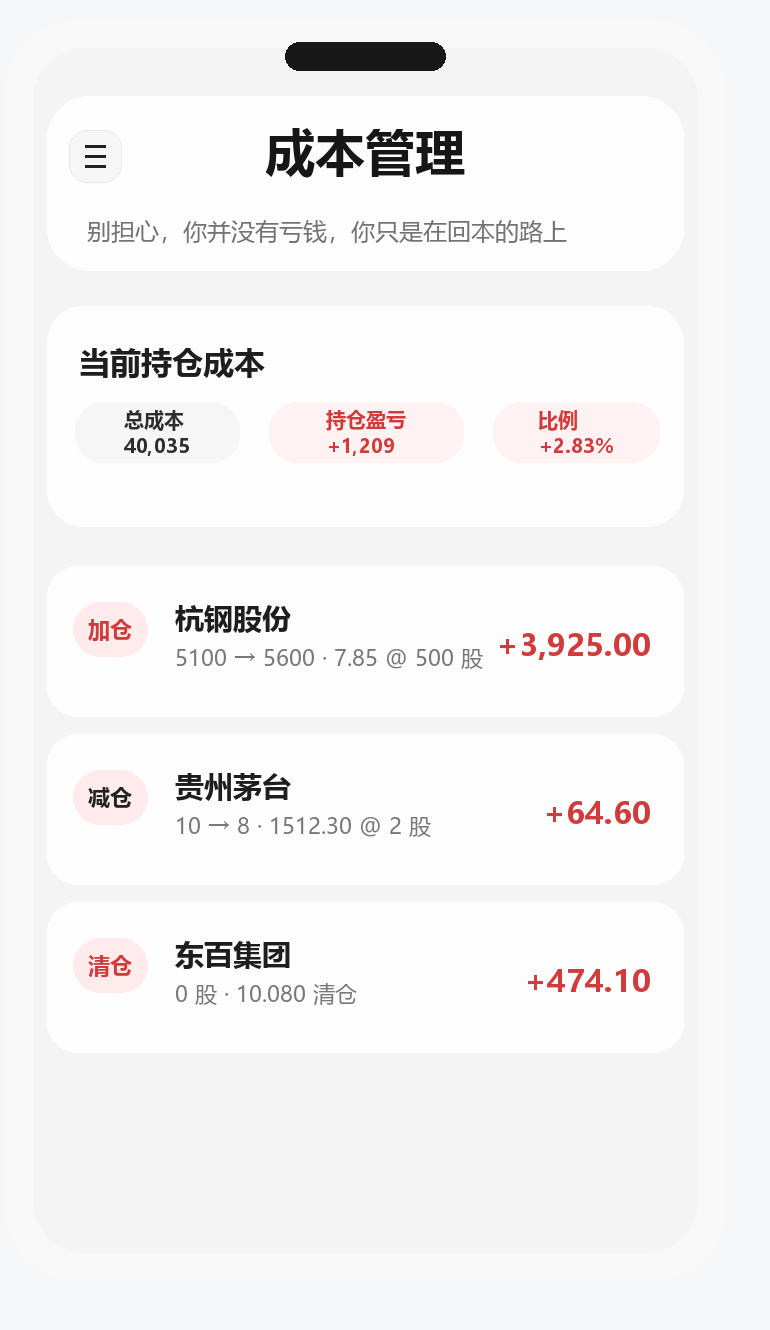 WEESTOCK 成本管理预览